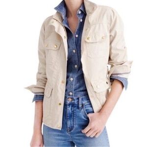 J.CREW Downtown Field jacket in Light khaki Tan 100% Cotton Size M
